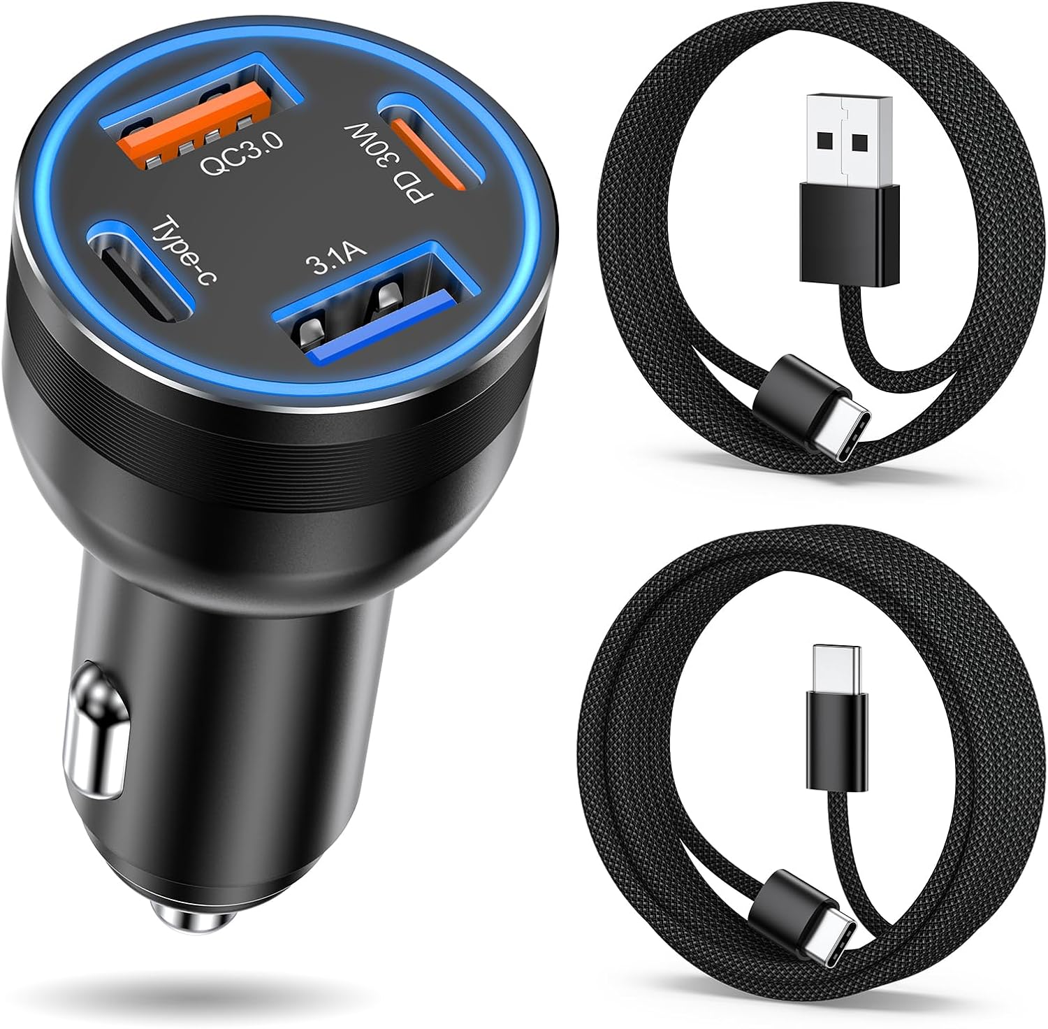 Car 65W 4-Port USB-C Car Charger Adapter