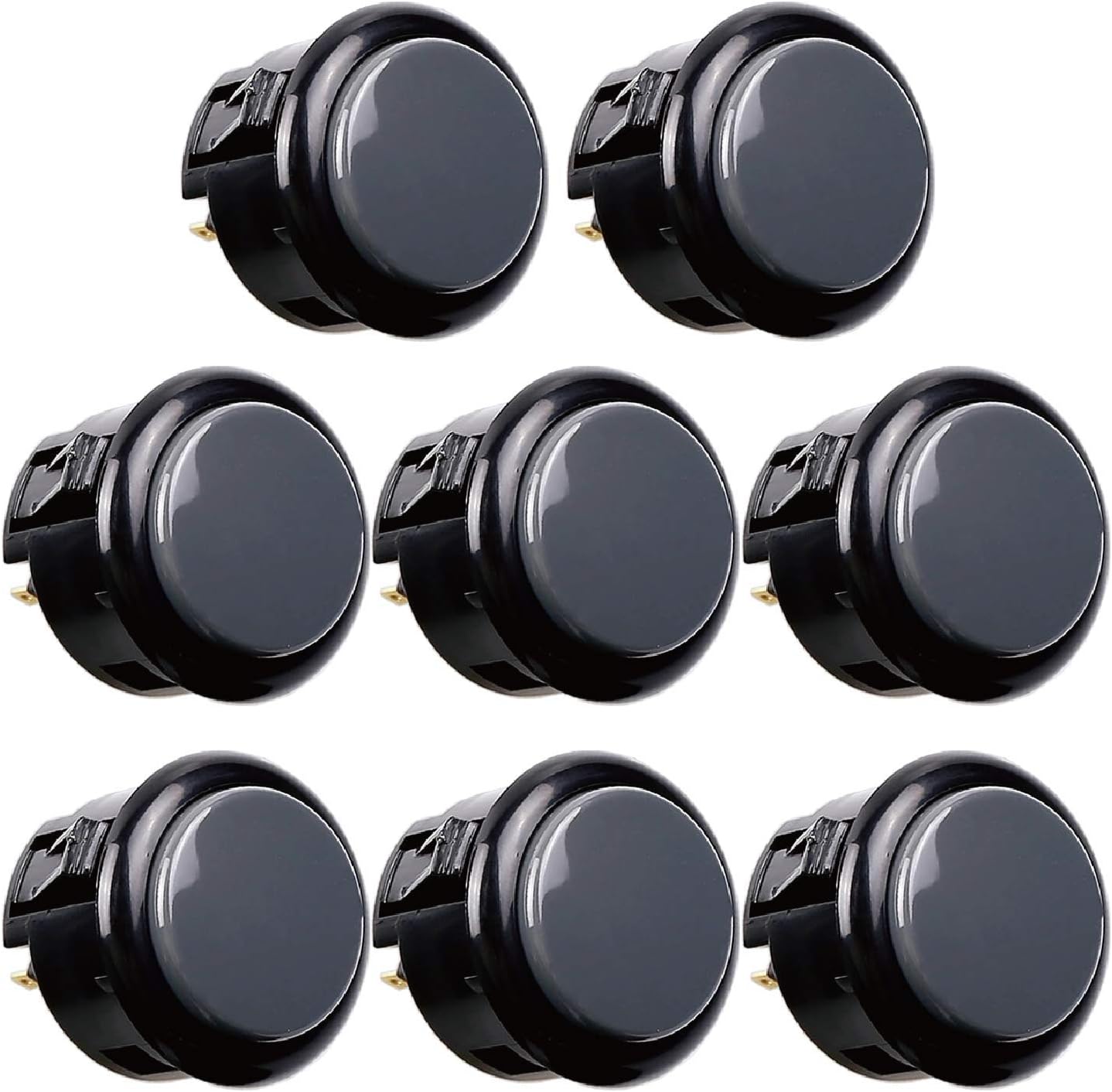 Sanwa OBSF-30 30mm Arcade Push Buttons, 8-Pack, Gray