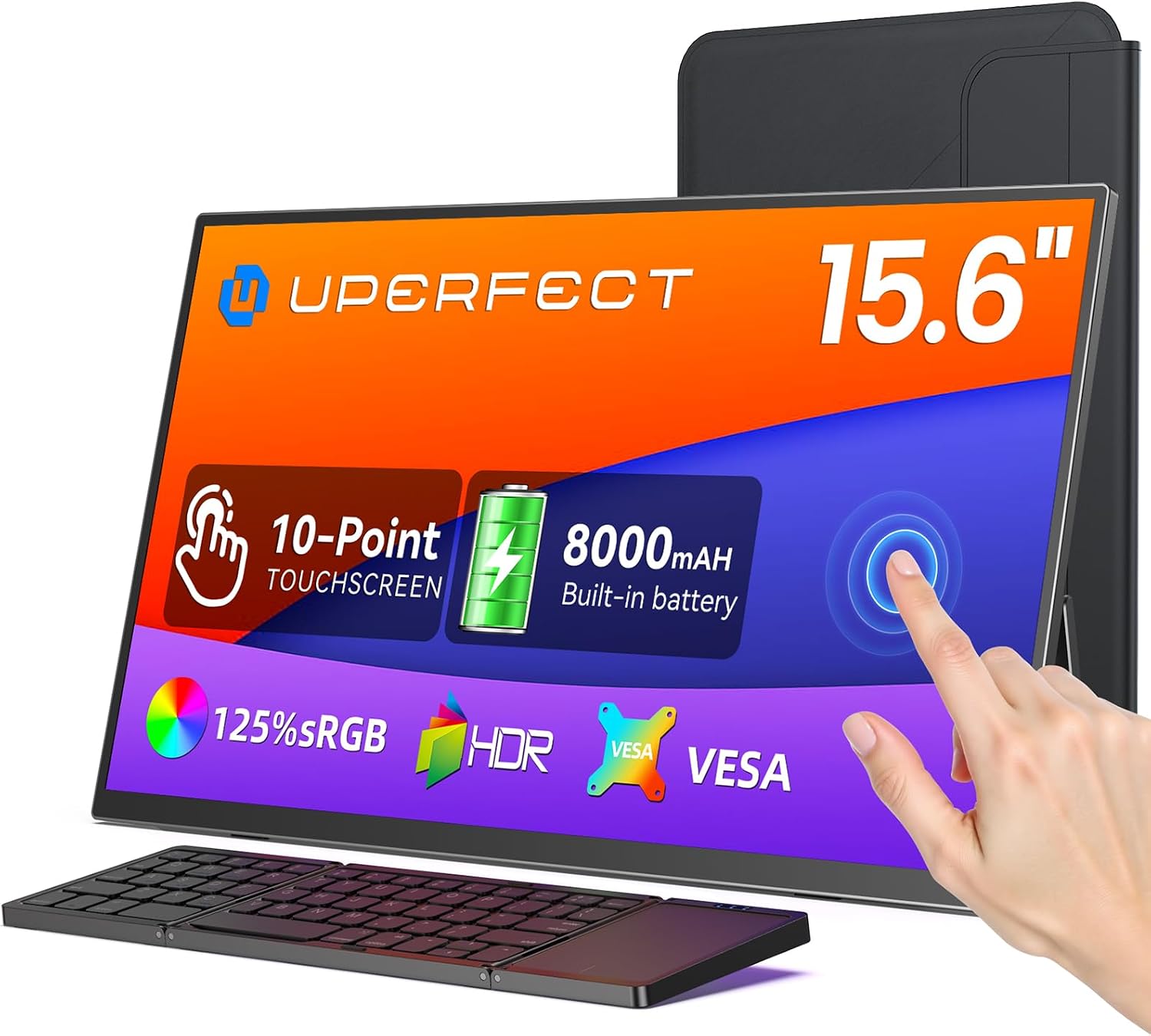 UPERFECT 15.6-Inch 1080p Touchscreen Portable Monitor with 8000mAh Battery
