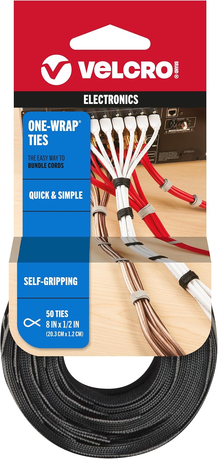 VELCRO Brand ONE-WRAP Thin Ties, 50-Pack