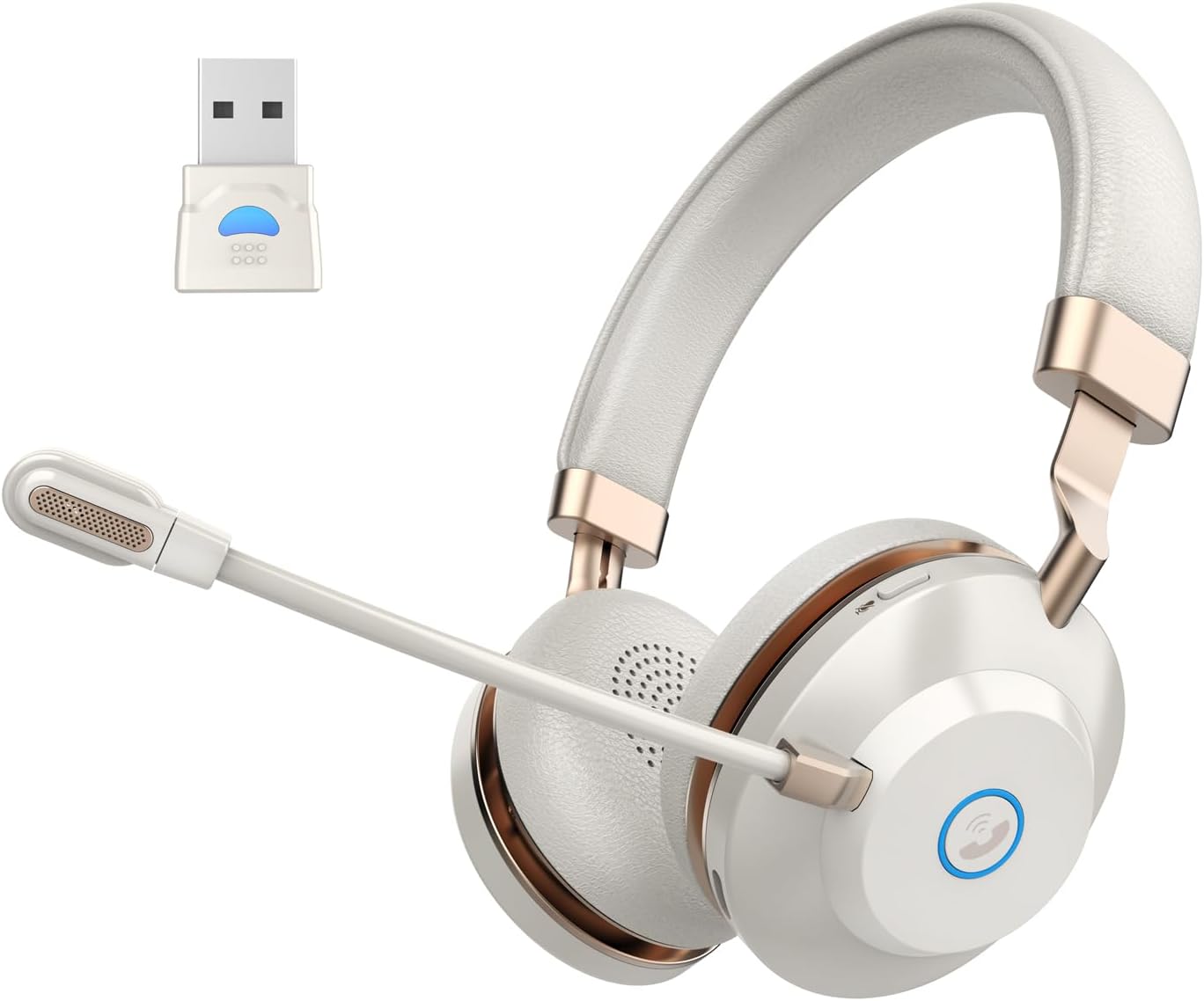Wireless Bluetooth Work Headset with Microphone and USB Dongle