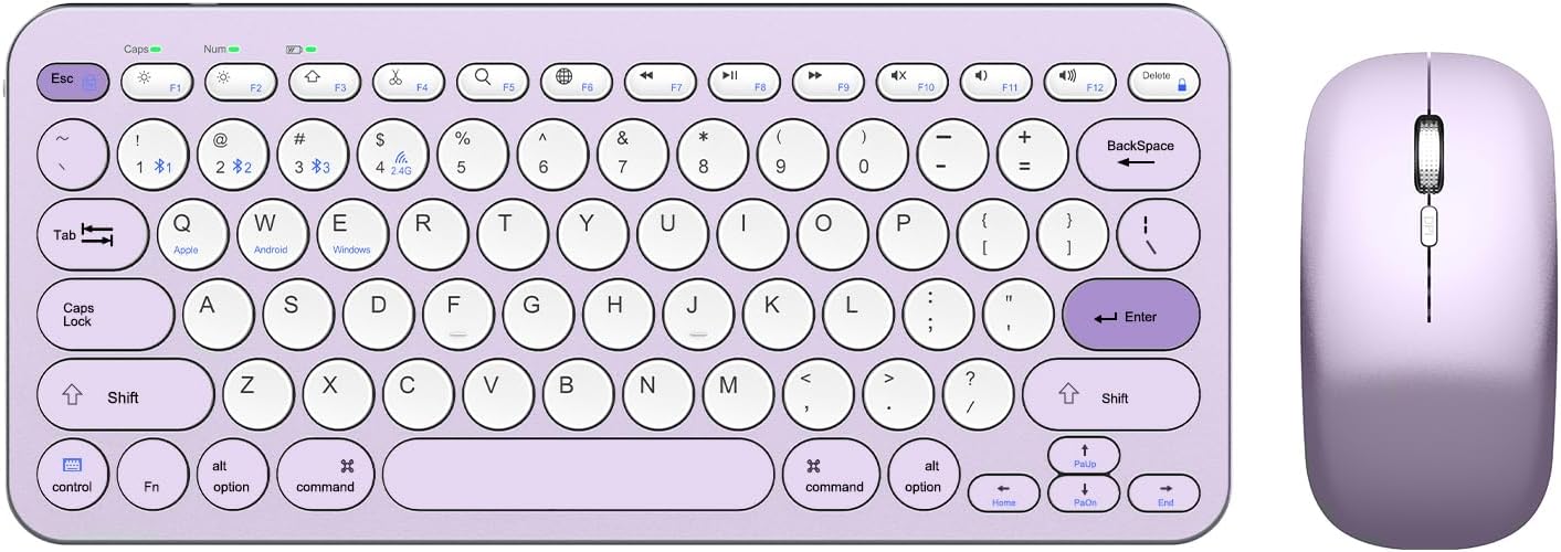 Attoe Compact Multi-Device Bluetooth Keyboard and Mouse Combo